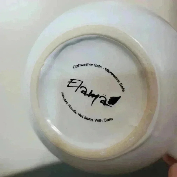 Set Of 2 Elama Mocha Blue Stoneware 15 Ounces Round Mugs Coffee Tea - Picture 4 of 4